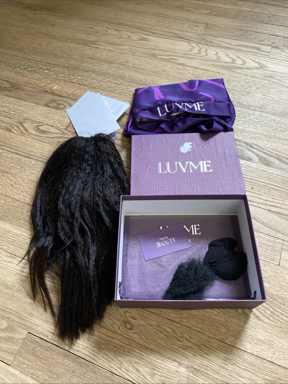 LUVME Purple Gift Box with Black Hairpiece and Scarf